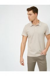 KOTON Erkek Bej Polo Yaka T-Shirt 0YAM12003ZK thumbnail 1
