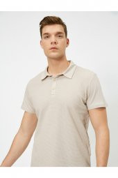 KOTON Erkek Bej Polo Yaka T-Shirt 0YAM12003ZK thumbnail 2