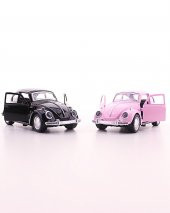 2 Adet Siyah Pembe Metal Vosvos Araba Dıe Cast Büyük Boy 12cm - 3