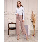 Scuba Bol Paça Kumaş Kemerli Pantolon Cepsiz Kumaş Pantolon Bol Tesettür Pantolon Kumaş Kadın Pantolon - 1