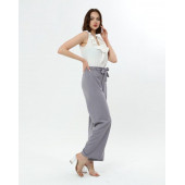 Scuba Bol Paça Kumaş Kemerli Pantolon Cepsiz Kumaş Pantolon Bol Tesettür Pantolon Kumaş Kadın Pantolon - 2