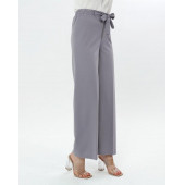 Scuba Bol Paça Kumaş Kemerli Pantolon Cepsiz Kumaş Pantolon Bol Tesettür Pantolon Kumaş Kadın Pantolon - 4