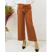 Scuba Bol Paça Kumaş Kemerli Pantolon Cepsiz Kumaş Pantolon Bol Tesettür Pantolon Kumaş Kadın Pantolon - 5