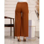 Scuba Bol Paça Kumaş Kemerli Pantolon Cepsiz Kumaş Pantolon Bol Tesettür Pantolon Kumaş Kadın Pantolon - 6