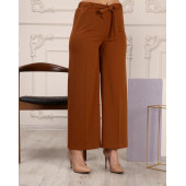 Scuba Bol Paça Kumaş Kemerli Pantolon Cepsiz Kumaş Pantolon Bol Tesettür Pantolon Kumaş Kadın Pantolon - 7