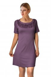 Kısa Kollu Güpürlü Gecelik - 1