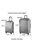Polo&Sky Elmas Pembe Renk Kabin Boy + Elmas Siyah Orta Boy 2'li Valiz Seti thumbnail 5