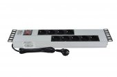 19" 2U 9Lu Schuko Anahtarlı Alüminyum Rack Kabin Grup Prizi Pdu - 1