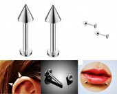 316L Cerrahi Çelik 2 Lİ SET SİVRİ UÇ 8 MM Piercing,Kulak,Dudak,Kıkırdak,Tragus,Helix-VP135 - 1