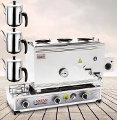 Mizan MC401 Çay Kazanı LPG Tüplü+Elektrikli Üç Demlik Kahveci Ocağı 40 Lt +3 DEMLİK - 1