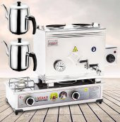 Mizan MC402 Çay Kazanı DoğalGazlı + Elektrikli Çift Demlik Kahveci Ocağı 30 Lt + 2 DEMLİK - 1