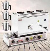 Mizan MC104 Mizan Çay Kazanı DOĞALGAZ Üç Demlik Kahveci Ocağı 40 Lt +3 DEMLİK - 1