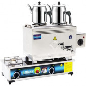 Mizan Mizan MC403 Çay Kazanı LPG TÜPLÜ  Elektrikli Çift Demlik Kahveci Ocağı 20 Lt  2 DEMLİK - 1