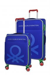 United Colors Of Benetton Ultra Light Hafif Lüx Kumaş 2li Valiz Seti Büyük Boy - Kabin Boy Mavi BNT2200 - 1