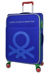 United Colors Of Benetton Ultra Light Hafif Lüx Kumaş 2li Valiz Seti Büyük Boy - Kabin Boy Mavi BNT2200 - 2