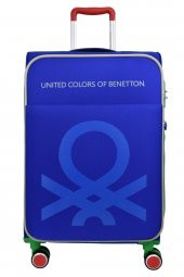 United Colors Of Benetton Ultra Light Hafif Lüx Kumaş 2li Valiz Seti Büyük Boy - Kabin Boy Mavi BNT2200 - 3