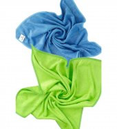 Parlak Dokulu 2li Mikrofiber 70x50 cm Genel Temizlik Bezi - Mavi/Yeşil - 1