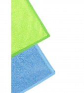 Parlak Dokulu 2li Mikrofiber 70x50 cm Genel Temizlik Bezi - Mavi/Yeşil - 3