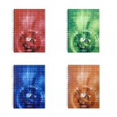 Özgün 20x28 Spiralli Sert Kapak Defter Kareli 120 Yaprak 4 Renk Bölmeli - 4 Adet - 1