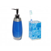 ZBOSP-C215 SIVI SABUNLUKDİŞ FIRÇALIK 2 Lİ BANYO SETİGRİ MAVİ VE ÇİÇEKLİ thumbnail 1