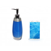 ZBOSP-C215 SIVI SABUNLUKDİŞ FIRÇALIK 2 Lİ BANYO SETİGRİ MAVİ VE ÇİÇEKLİ thumbnail 3