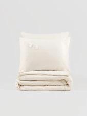 Cotton Box 3D Nakışlı Saten Çift Kişilik Nevresim Takımı Pure Ekru thumbnail 3