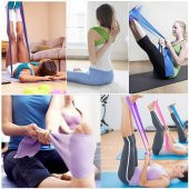 3lü Pilates Lastiği Direnç Lastiği Seti 3 Adet Pilates Lastik Seti Pilates Bandı 90X75Cm thumbnail 3