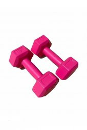 2 Adet Pembe 1 Kg Demir Tozlu Köşeli Toplam 2 Kg Dambıl Seti - 2