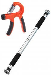 Leyaton 80-130 Cm Krom Kapı Barı & 10-40 Kg Ayarlanabilir El Yayı Koridor Barfiksi Barfix Çubuğu - 1