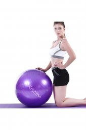 Leyaton 75 Cm Pilates Topu Kalın Büyük Boy Pilates Topu Mor Renk Pompa - 1