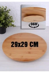 DURNES - Bambu 360 Derece Dönen Sunum Tahtası & Pizza Tahtası 29x29 cm - 2