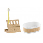 ZBOSP-C229 DİŞ FIRÇALIKSABUNLUK 2 Lİ BANYO SETİALTIN VE AHŞAP TASARIM - 4