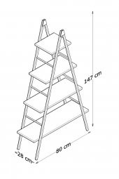 Dekoratif Üçgen - Piramit Metal Kitaplık 4 Raflı - 3