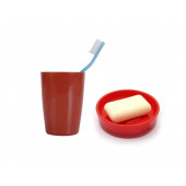 ZBOSP-C231 DİŞ FIRÇALIKSABUNLUK 2 Lİ BANYO SETİKIRMIZI RENKLİ thumbnail 1