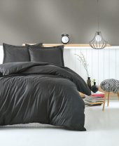 Cotton Box Stripe Saten Çift Kişilik Nevresim Takımı - Antrasit - 1
