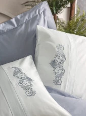 Cotton Box Nakışlı Saten Çift Kişilik Nevresim Takımı Biana Gri - 2