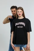 Süperlife Kadın Bisiklet Yaka Regular Fit Californıa Baskılı Tişort SPR21YK22 - 1