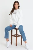 Süperlife Kadın Bisiklet Yaka Oversize Fit Brooklyn Baskılı İnce Sweatshirt SPR23SWK330 thumbnail 7