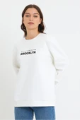 Süperlife Kadın Bisiklet Yaka Oversize Fit Brooklyn Baskılı İnce Sweatshirt SPR23SWK330 thumbnail 10