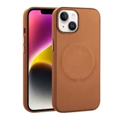 Gpack Apple iPhone 14 Kılıf Pu Deri Wireless Tacsafe Derix Sert Kapak thumbnail 1