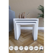 3'lü Zigon Sehpa Beyaz 50x36x44 Cm - 1