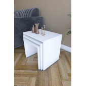 3'lü Zigon Sehpa Beyaz 50x36x44 Cm - 2