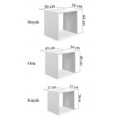 3'lü Zigon Sehpa Beyaz 50x36x44 Cm - 4