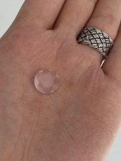 Faset Kesim Kedi Gözü Taş 14mm Pudra Pembe 1 Adet - 1