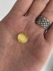 Faset Kesim Kedi Gözü Taş 14mm Sarı 1 Adet - 1