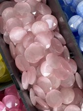 Faset Kesim Kedi Gözü Taş 14mm Pudra Pembe 1 Adet - 6