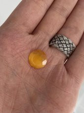 Faset Kesim Kedi Gözü Taş 14mm Turuncu 1 Adet - 1