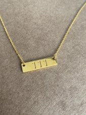 111 Yazılı 925 Ayar Sarı Gümüş Kolye  2,40 Gram - 1