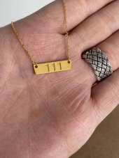 111 Yazılı 925 Ayar Sarı Gümüş Kolye  2,40 Gram - 2