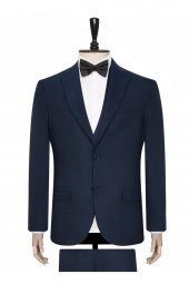 Tk1020000211 Mono Yaka Normal Bel Slim Fit Armürlü Mavi Erkek Takım Elbise - 2
